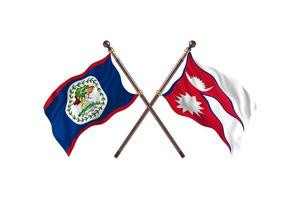 belize contra nepal duas bandeiras de país foto