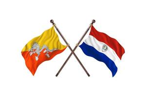 Butão contra o Paraguai duas bandeiras de país foto