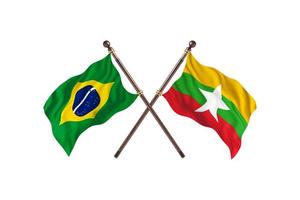 Brasil contra a Birmânia duas bandeiras do país foto