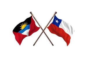 antígua e barbuda contra chile duas bandeiras de país foto