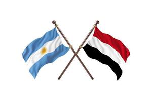 argentina contra iêmen duas bandeiras de país foto