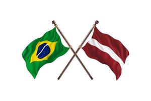 brasil contra letônia duas bandeiras de país foto