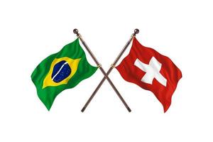 brasil contra suíça duas bandeiras de país foto