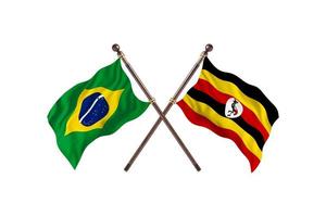 Brasil contra uganda duas bandeiras de país foto