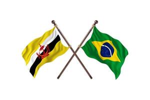 brunei contra brasil duas bandeiras de país foto