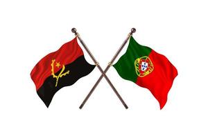 angola contra portugal duas bandeiras de país foto