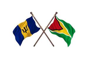 barbados versus guiana duas bandeiras de país foto