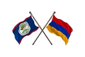 Belize versus Armênia duas bandeiras de país foto