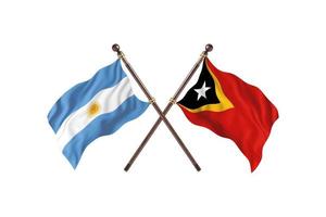 argentina contra timor-leste duas bandeiras de país foto