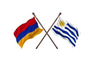armênia contra uruguai duas bandeiras de país foto
