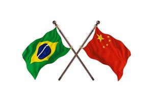 Brasil contra China duas bandeiras de país foto