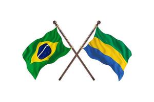 brasil contra gabão duas bandeiras de país foto