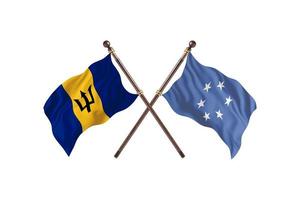 barbados versus micronésia dois países bandeiras foto