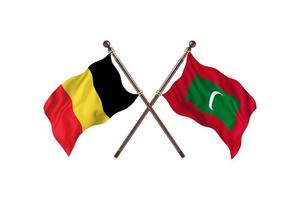 bélgica contra maldivas duas bandeiras de país foto