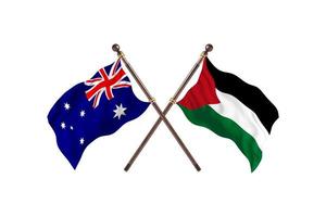 austrália contra bandeiras palestinas de dois países foto