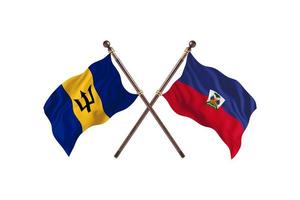 barbados contra haiti duas bandeiras de país foto