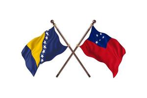bósnia contra samoa duas bandeiras de país foto