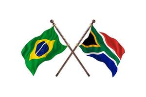 Brasil contra África do Sul bandeiras de dois países foto