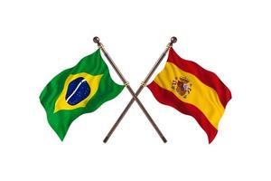 brasil contra espanha duas bandeiras do país foto