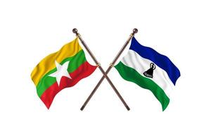 birmânia contra lesoto duas bandeiras de país foto