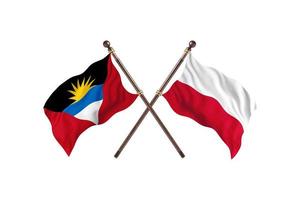 antígua e barbuda versus polônia duas bandeiras de país foto