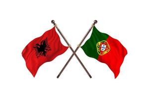 Albânia contra Portugal duas bandeiras de país foto