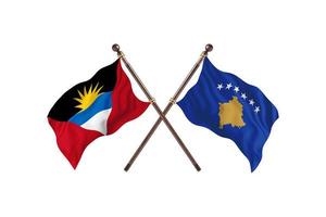 Antígua e Barbuda contra Kosovo duas bandeiras de país foto
