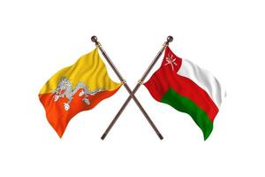 Butão contra omã duas bandeiras de país foto