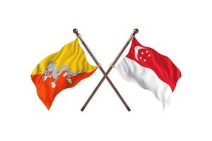 Butão contra Singapura duas bandeiras de país foto