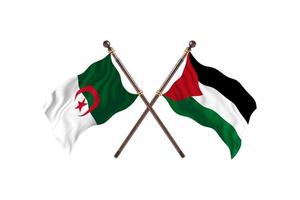 argélia contra bandeiras palestinas de dois países foto