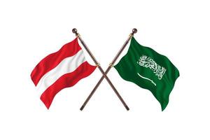 Áustria contra a Arábia Saudita duas bandeiras de país foto