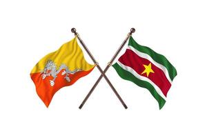 Butão contra Suriname duas bandeiras de país foto