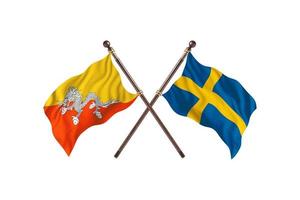 Butão contra Suécia duas bandeiras de país foto