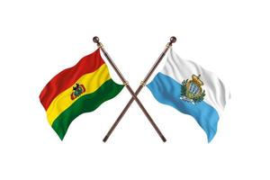 bolívia contra san marino duas bandeiras de país foto