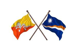 Butão versus Ilhas Marshall duas bandeiras de país foto