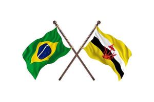 brasil contra brunei duas bandeiras de país foto