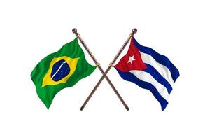 brasil contra cuba duas bandeiras de país foto