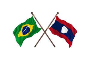 brasil contra laos duas bandeiras do país foto