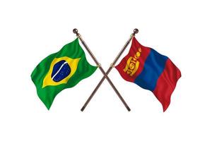 Brasil contra Mongólia duas bandeiras de país foto