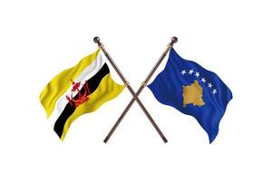 Brunei contra Kosovo duas bandeiras de país foto