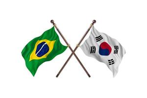 Brasil contra Coreia do Sul duas bandeiras de país foto