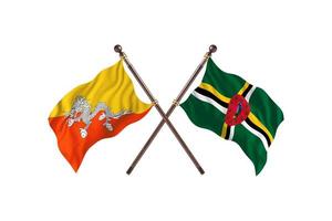Butão contra dominica duas bandeiras de país foto