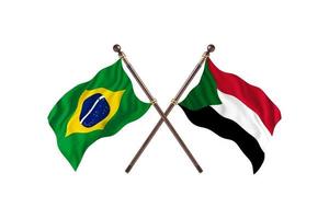 brasil contra sudão duas bandeiras de país foto