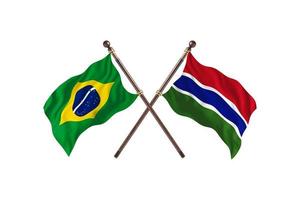 brasil contra a gâmbia duas bandeiras de país foto