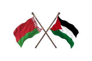 Bielorrússia contra bandeiras palestinas de dois países foto