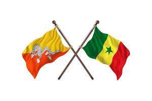 Butão contra senegal duas bandeiras de país foto
