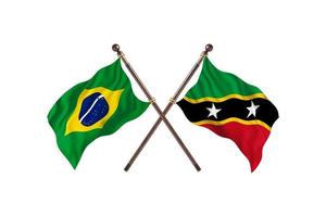 brasil versus saint kitts e nevis duas bandeiras do país foto
