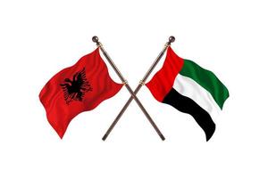 Albânia versus Emirados Árabes Unidos duas bandeiras do país foto