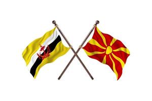 Brunei contra macedônia duas bandeiras de país foto