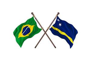 brasil versus curaçao duas bandeiras do país foto